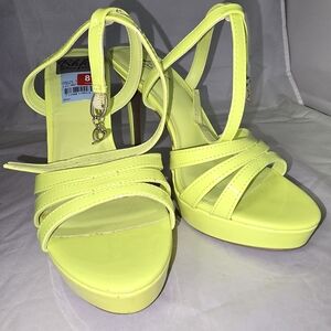 Bright Neon Yellow Strappy Heels Size 8.5 Traffic By Soda EUC